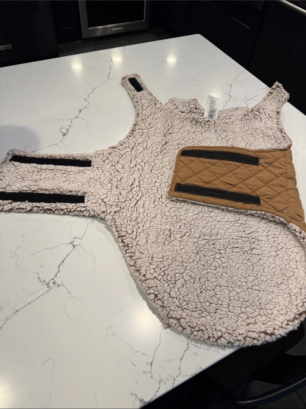 Free Country Quilted Dog Jacket - Tan Brown Sherpa lined